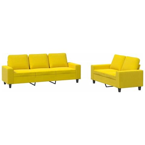 Set Di Divani 2 Pz Giallo Chiaro In Tessuto - Foto 2