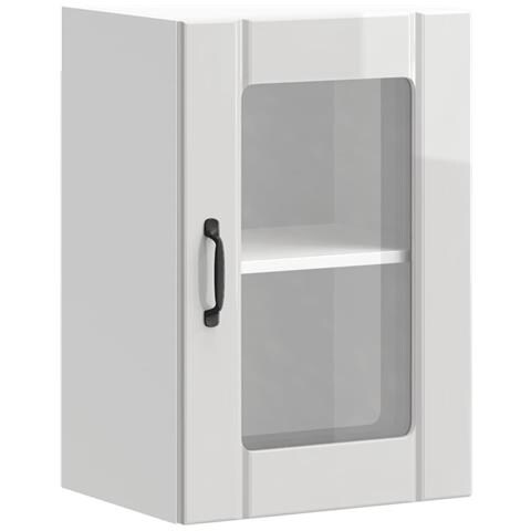 Pensile Da Cucina Con Porta In Vetro Lucca Bianco Lucido - Foto 2