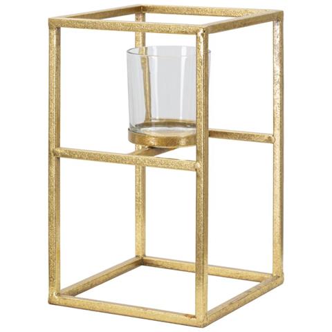 Portacandela Mf348 - Oro - Metallo - 15x15x25 Cm - Foto 1