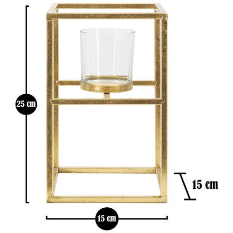 Portacandela Mf348 - Oro - Metallo - 15x15x25 Cm - Foto 5