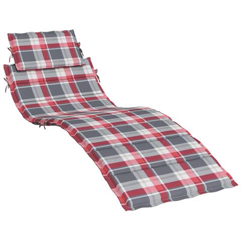 Cuscino Per Lettino A Quadri Rossi 186x58x4cm In Tessuto Oxford - Foto 1