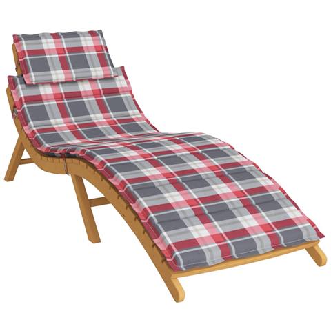 Cuscino Per Lettino A Quadri Rossi 186x58x4cm In Tessuto Oxford - Foto 2