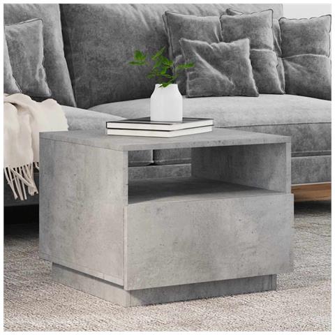Tavolino Da Soggiorno Con Luci Led Grigio Cemento 50x49x40 Cm - Foto 8