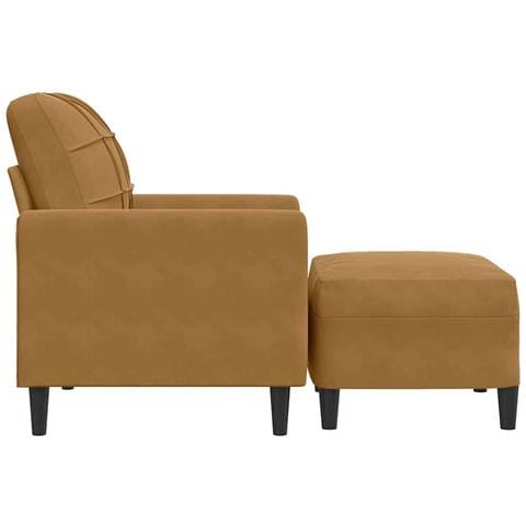 Poltrona con Poggiapiedi Marrone 60 cm in Velluto - Foto 7