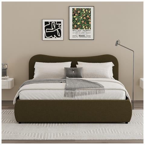 Plano Letto A Cassapanca 140x190cm Design Arrotondato Velluto A Coste Verde - Foto 1