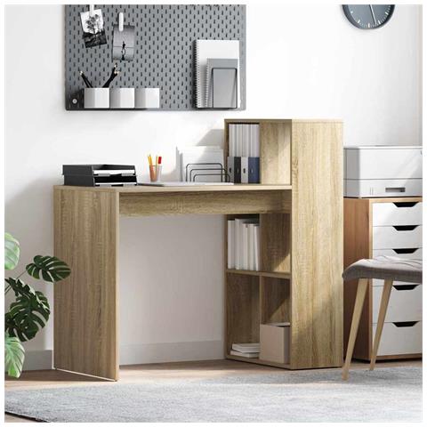 Scrivania per Computer Rovere Sonoma Legno ingegnerizzato Media - Foto 2