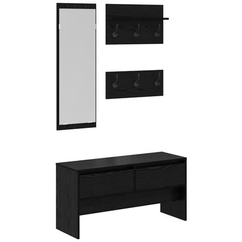 Set di Arredamento per Corridoio 4 Pezzi in Legno Nero Impregnato - Foto 1