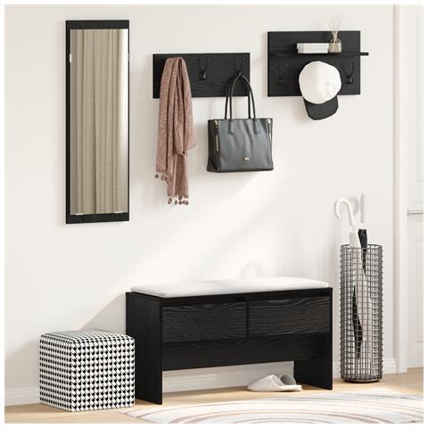 Set di Arredamento per Corridoio 4 Pezzi in Legno Nero Impregnato - Foto 2