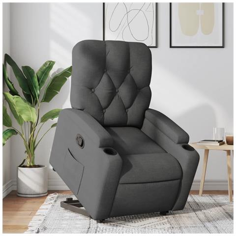 Poltrona Alzapersona Reclinabile Grigio Scuro in Tessuto - Foto 2