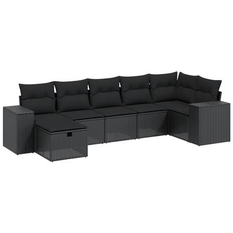 Set Divani da Giardino con Cuscini 8 pz Nero in Polyrattan - Foto 1