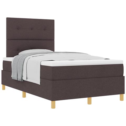 Letto con Rete con Materasso Marrone Scuro 120x200 cm Tessuto - Foto 1