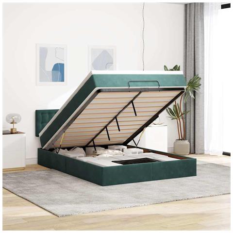 Struttura Letto Pouf con Materasso 140x200 cm in Velluto - Foto 2