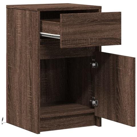 Comodini con Luci LED 2pz Rovere Marrone in Legno Multistrato - Foto 9