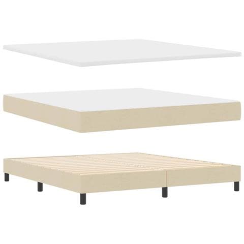 Letto box spring con materasso Crema 180 x 200 cm Tessuto - Foto 1