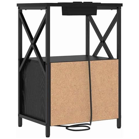Comò con stazione di ricarica con cassetto 2 pcs Rovere nero - Foto 9