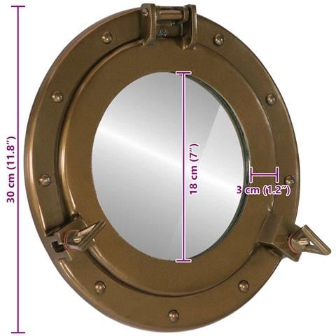 Specchio da Parete Design Oblò Ø30 cm in Alluminio e Vetro - Foto 7