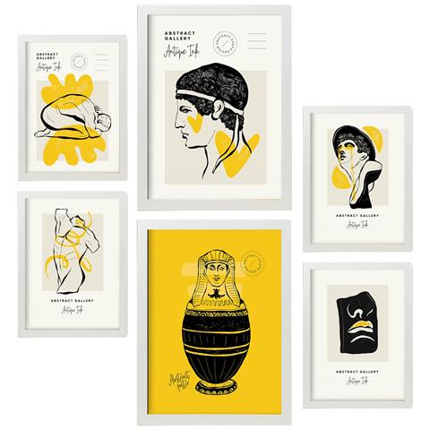 Set Di 6 Stampe Ispirate Alla Mitologia Greca E Al Culto Del Corpo Con Inchiostro Nero Per L'interior Design A3 & A4 Cornice Bianca - Foto 1