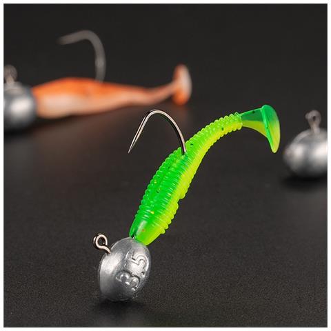 Micro Esca Morbida Da Pesca Con Coda A T Ribassata 35mm - 100pz Esche In Pvc Green - Foto 5