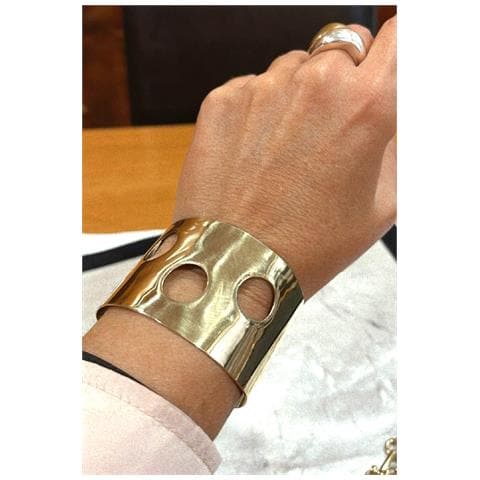 Bracciale ""laguna"", Bracciale Largo In Ottone Dorato - Foto 3