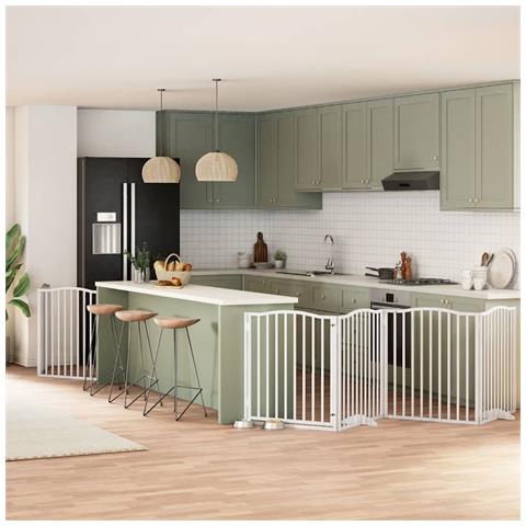 Cancello Cani Porta Pieghevole Bianco 12 Pannelli 640 cm Pioppo - Foto 2