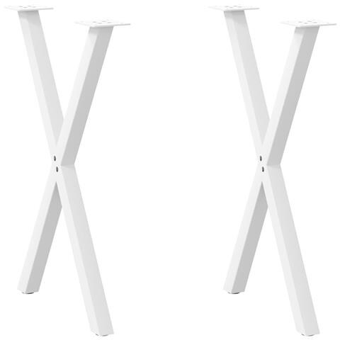 Gambe per tavolo da pranzo a forma di X 2 pz bianche 57x(72-73) cm in acciaio - Foto 1