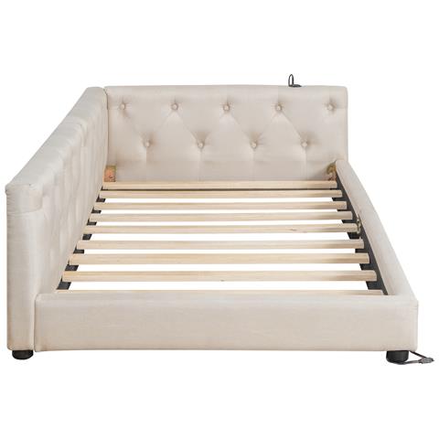 Divano Letto In Lino Con Led, Ricarica Usb/type-c E Schienale Intrecciato - Foto 2