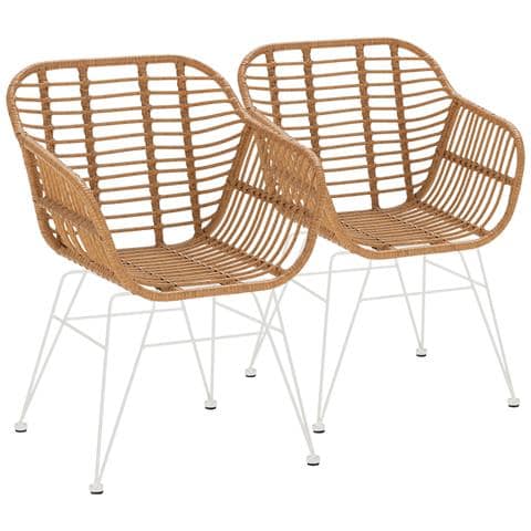 Set Di 2 Sedie Da Pranzo O Da Giardino Elda Ratan /bianco - Foto 1