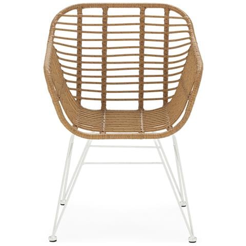 Set Di 2 Sedie Da Pranzo O Da Giardino Elda Ratan /bianco - Foto 2