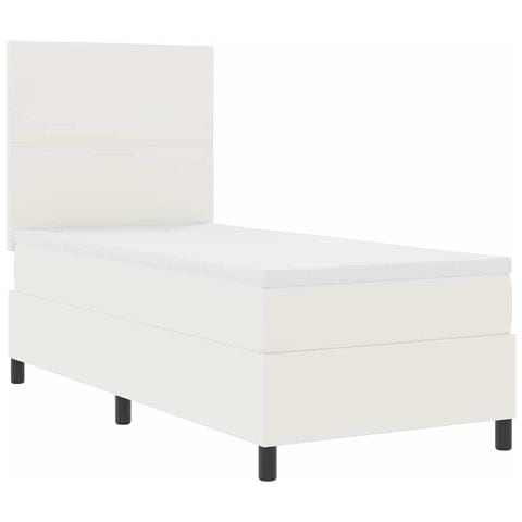 Letto a Sorgente LED con testiera Crema e Bianco 100 x 200 cm - Foto 1