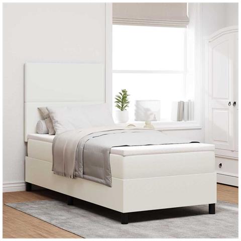 Letto a Sorgente LED con testiera Crema e Bianco 100 x 200 cm - Foto 2