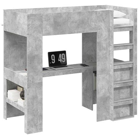 Struttura letto a castello con scrivania Grigio cemento - Foto 1