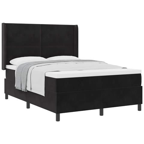 Letto a molle con materasso Nero 140 x 200 cm Velluto - Foto 1