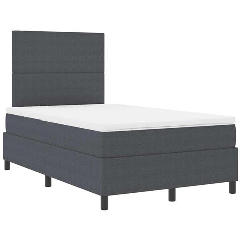 Letto a molle con testiera Grigio Scuro e Bianco 120 x 200 cm - Foto 1