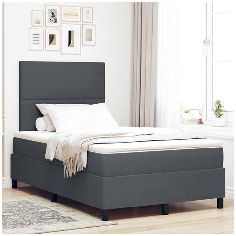 Letto a molle con testiera Grigio Scuro e Bianco 120 x 200 cm - Foto 2