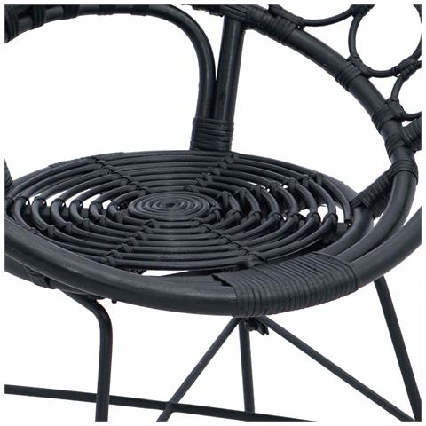 Sedia da pranzo 2 pcs Nero 49 x 51 x 81 cm Rattan e Ferro - Foto 9
