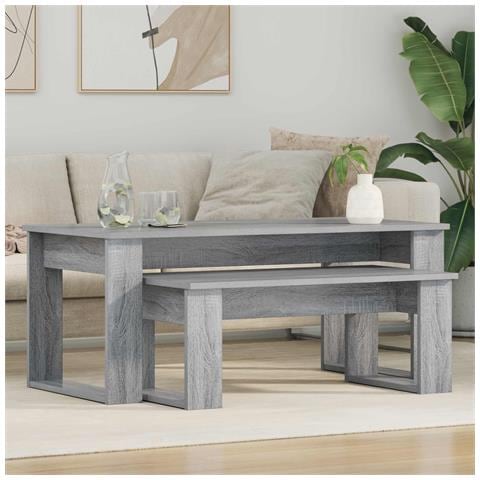 Set di Tavolini da Caffè 2 pcs Grigio Sonoma Legno multistrato - Foto 2