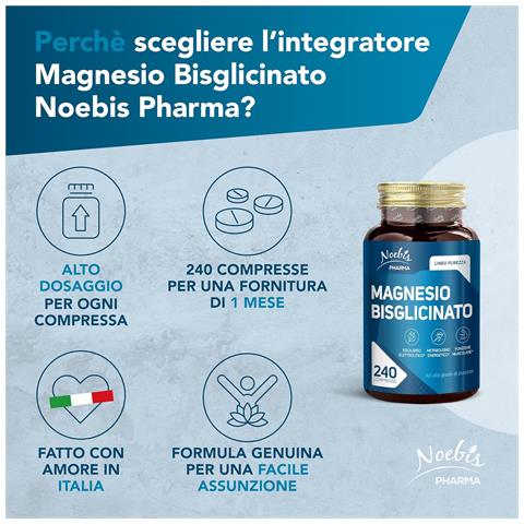 Magnesio Bisglicinato 240 Compresse - Alta Biodisponibilità e Tollerabilità - Energia, Muscoli e Sistema Nervoso (Confezione quintupla) - Foto 2