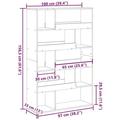 Libreria Rovere Artigianale 100x33x156,5 cm in Truciolato - Foto 9