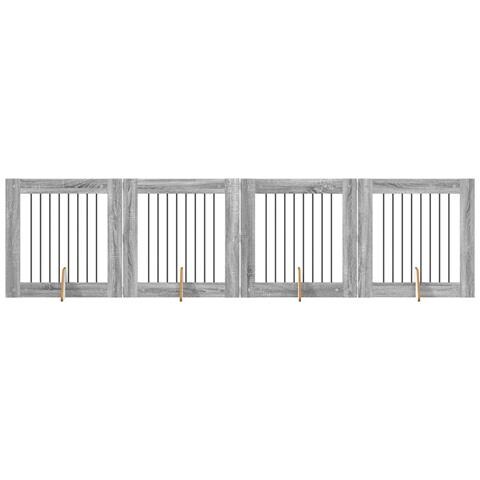 Cancello per cani con supporti 4 pcs Grigio Sonoma 80 x 80 cm - Foto 1