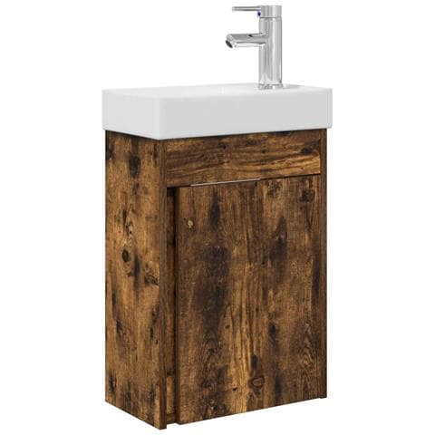 Mobile bagno con rubinetto Rovere Fumo 40,5 x 22,5 x 62 cm - Foto 1
