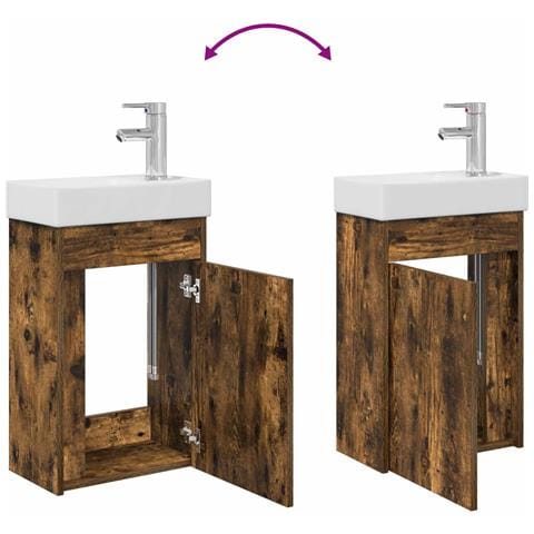 Mobile bagno con rubinetto Rovere Fumo 40,5 x 22,5 x 62 cm - Foto 9
