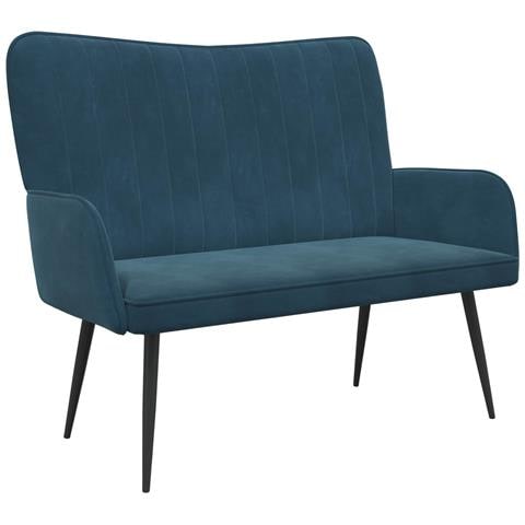 Sofa a Due Posti Blu 115 x 61 x 87 cm Velluto - Foto 1