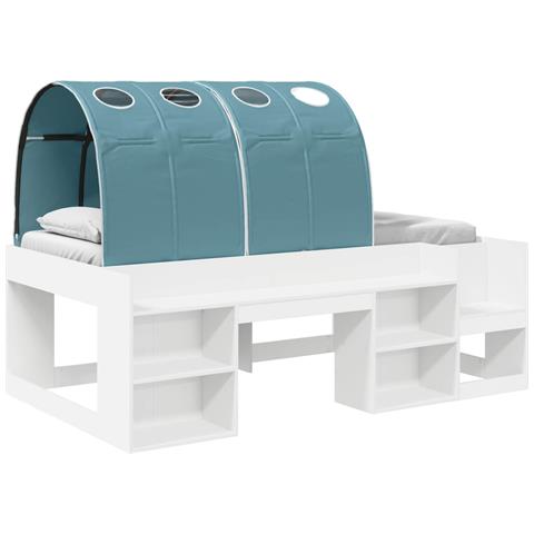 Letto con Tunnel 4 pcs Bianco e azzurro Legno ingegnerizzato - Foto 1