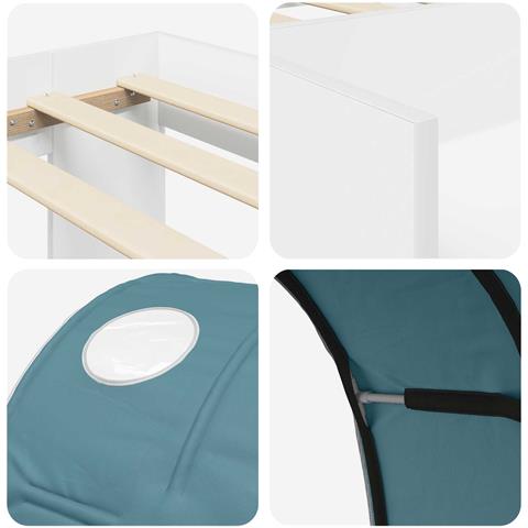 Letto con Tunnel 4 pcs Bianco e azzurro Legno ingegnerizzato - Foto 9