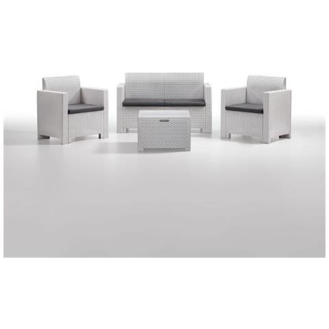 Salotto Giardino 4 Posti Nebraska In Polipropilene Rattan Colore White - Foto 5