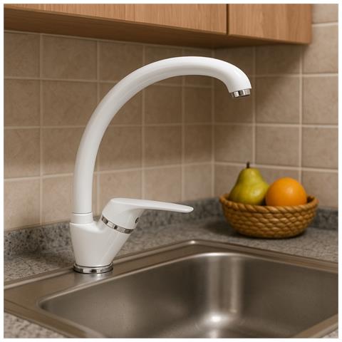 Ogomondo Miscelatore Oslo Orientabile Ottone Colorato Per Lavello Cucina *** Finitura- : Bianco - Foto 4