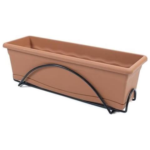 Fioriera 60x20cm Con Vassoio E Supporto Per Balcone - Antracite - Foto 1
