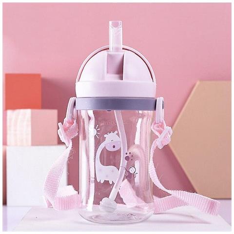 INLAW (350ml Cinturino Rosa) 250/350 Ml Baby Fooding Tazza Con Paglia Bambini Impara L'alimentazione Della Bottiglia Di Bevanda Bambini Bambini Tazza Di Allenamento Con Paglia