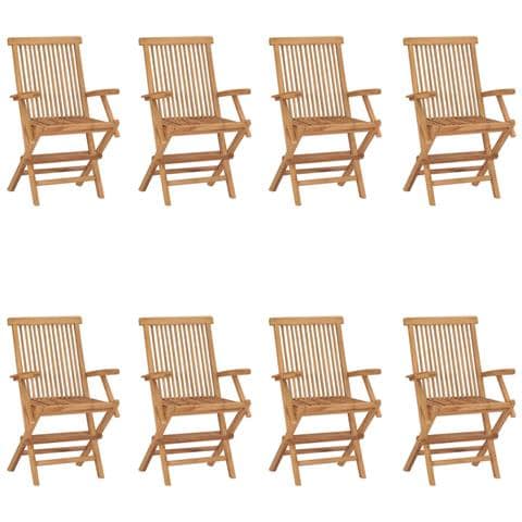 Sedie Da Giardino Pieghevoli 8 Pz In Legno Massello Di Teak - Foto 1