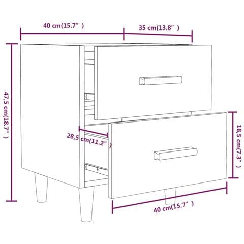 Comodino Bianco 40x35x47,5 Cm - Foto 2